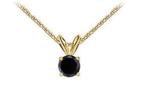 14K Yellow Gold : Round Black Diamond Solitaire Pendant - 1.00 CT. TW.yellow 