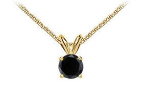 14K Yellow Gold : Round Black Diamond Solitaire Pendant - 1.25 CT. TW.yellow 