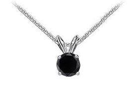 14K White Gold : Round Black Diamond Solitaire Pendant - 1.25 CT. TW.white 