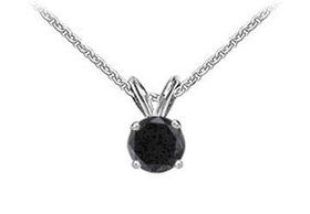 14K White Gold : Round Black Diamond Solitaire Pendant - 1.50 CT. TW.white 