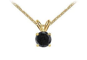 14K Yellow Gold : Round Black Diamond Solitaire Pendant - 1.50 CT. TW.yellow 