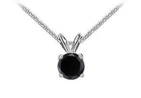 14K White Gold : Round Black Diamond Solitaire Pendant - 1.75 CT. TW.white 