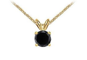 14K Yellow Gold : Round Black Diamond Solitaire Pendant - 1.75 CT. TW.yellow 