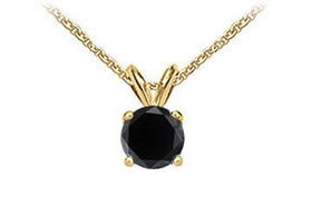 14K Yellow Gold : Round Black Diamond Solitaire Pendant - 2.00 CT. TW.yellow 