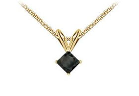 14K Yellow Gold : Princess Cut Black Diamond Solitaire Pendant - 0.50 CT. TW.yellow 