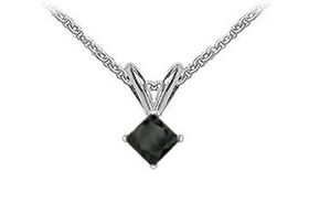 14K White Gold : Princess Cut Diamond Solitaire Pendant - 0.75 CT. TW.white 