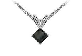 14K White Gold : Princess Cut Diamond Solitaire Pendant - 1.25 CT. TW.white 