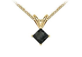 14K Yellow Gold : Princess Cut Black Diamond Solitaire Pendant - 1.25 CT. TW.yellow 