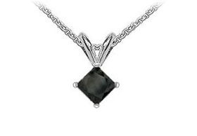 14K White Gold : Princess Cut Diamond Solitaire Pendant - 1.50 CT. TW.white 