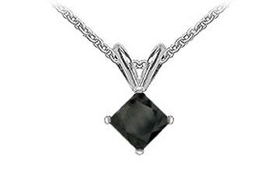 14K White Gold : Princess Cut Diamond Solitaire Pendant - 1.75 CT. TW.white 