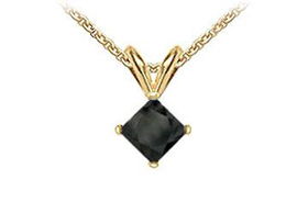 14K Yellow Gold : Princess Cut Black Diamond Solitaire Pendant - 1.75 CT. TW.yellow 