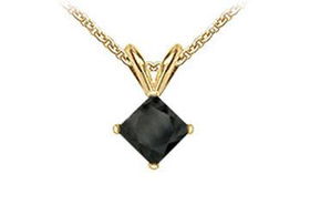 14K Yellow Gold : Princess Cut Black Diamond Solitaire Pendant - 2.00 CT. TW.yellow 