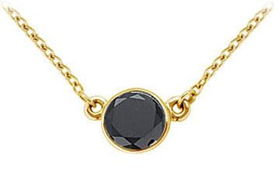 14K Yellow Gold : Bezel Set Round Black Diamond Solitaire Pendant - 2.00 CT. TW.yellow 