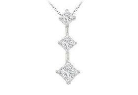 Princess Diamond Pendant : 14K White Gold - 1.00 CT Diamondsprincess 