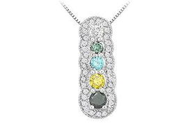 Multicolor Diamond Pendant : 14K White Gold - 1.00 CT Diamondsmulticolor 