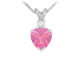 Diamond and Pink Topaz Solitaire Pendant : 14K White Gold - 1.00 CT TGWdiamond 