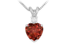 Diamond and Garnet Solitaire Pendant : 14K White Gold - 1.00 CT TGWdiamond 