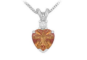 Diamond and Smoky Topaz Solitaire Pendant : 14K White Gold - 1.00 CT TGWdiamond 