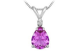 Diamond and Amethyst Solitaire Pendant : 14K White Gold - 1.00 CT TGWdiamond 