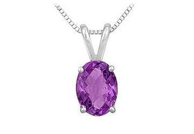 Amethyst Solitaire Pendant : 14K White Gold - 1.00 CT TGWamethyst 