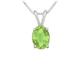 Peridot Solitaire Pendant : 14K White Gold - 1.00 CT TGWperidot 