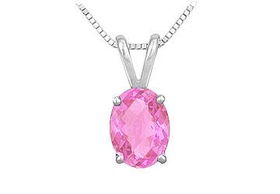 Pink Topaz Solitaire Pendant : 14K White Gold - 1.00 CT TGWpink 