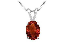 Garnet Solitaire Pendant : 14K White Gold - 1.00 CT TGWgarnet 