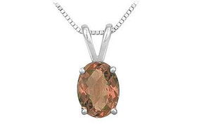 Smoky Topaz Solitaire Pendant : 14K White Gold - 1.00 CT TGWsmoky 