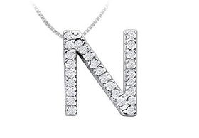 Classic N Initial Diamond Pendant : 14K White Gold - 0.45 CT Diamondsclassic 