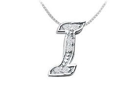 Script I Diamond Initial Pendant : 14K White Gold - 0.10 CT Diamondsscript 