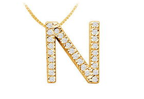 Classic N Initial Diamond Pendant : 14K Yellow Gold - 0.45 CT Diamondsclassic 