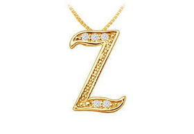 Script Z Diamond Initial Pendant : 14K Yellow Gold - 0.15 CT Diamondsscript 