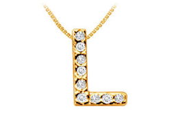 Classic L Initial Diamond Pendant : 14K Yellow Gold - 0.10 CT Diamondsclassic 