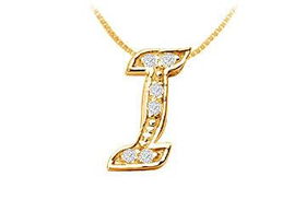 Script I Diamond Initial Pendant : 14K Yellow Gold - 0.10 CT Diamondsscript 