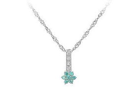 Aqua Flower CZ Sterling Silver Pendantaqua 