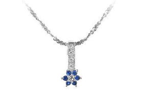 Blue Flower CZ Sterling Silver Pendantblue 