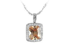 Champagne CZ Sterling Silver Pendantchampagne 