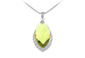 Leaf CZ Sterling Silver Pendantleaf 