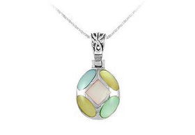 Multi Color Inlay Sterling Silver Pendantmulti 