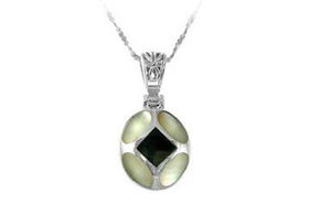 Onyx and Mother-of-Pearl Sterling Silver Pendantonyx 