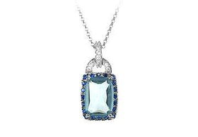 Blue CZ Sterling Silver Pendantblue 