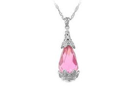 Pink Cubic Zirconia Sterling Silver Pendantpink 