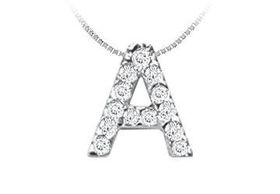 CZ Initial Sterling Silver Pendantinitial 