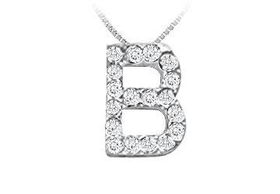 CZ Initial Sterling Silver Pendantinitial 