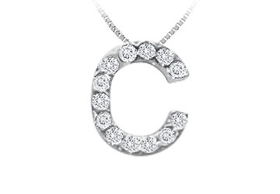 CZ Initial Sterling Silver Pendantinitial 