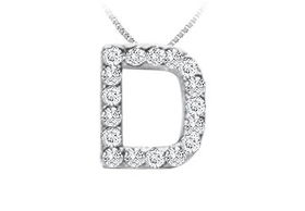 CZ Initial Sterling Silver Pendantinitial 