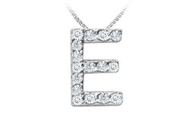 CZ Initial Sterling Silver Pendantinitial 