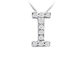 CZ Initial Sterling Silver Pendantinitial 