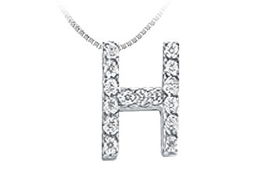 CZ Initial Sterling Silver Pendantinitial 