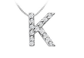 CZ Initial Sterling Silver Pendantinitial 